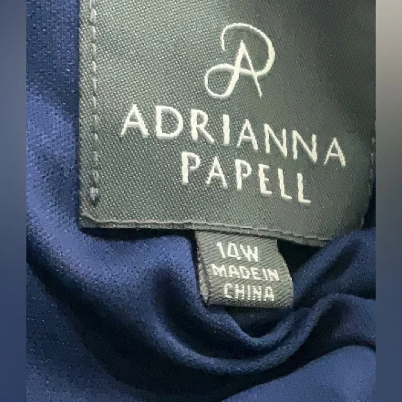 Size 14W 0X Adrianna Papell navy stretch dress cocktail cruise wedding guest - Picture 3 of 3